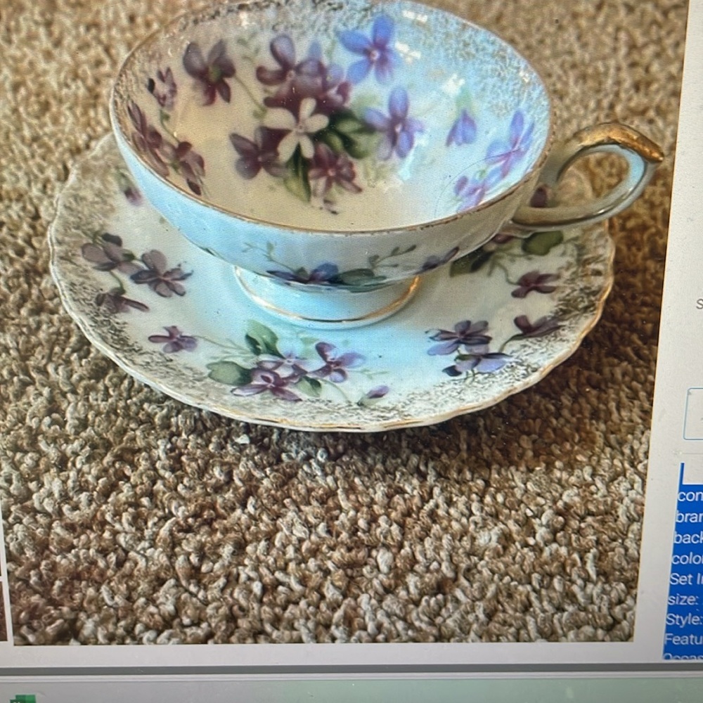 VTG Demi Cup and Saucer Floral Purple Violets 1701